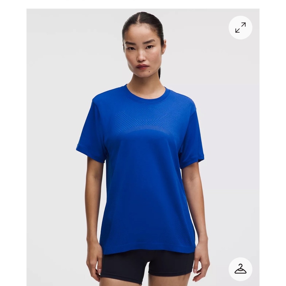 Lululemon Blue Running Top Engineered Ventilation Short Sleeve Active Shirt